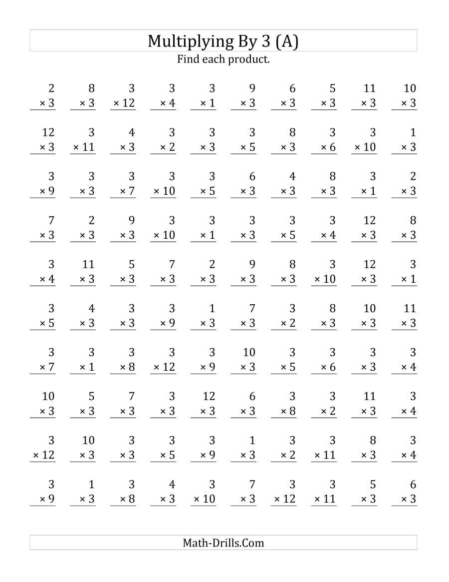 Multiplying 1 To 123 A Within Multiplication Worksheets 1 12