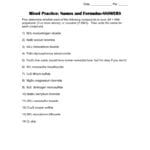 Naming Chemical Compounds Worksheet In Ionic Names And Formulas Worksheet Answers