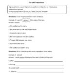 Parts Of A Sentence Worksheets  Prepositional Phrase Worksheets Or Prepositional Phrases Worksheet With Answer Key