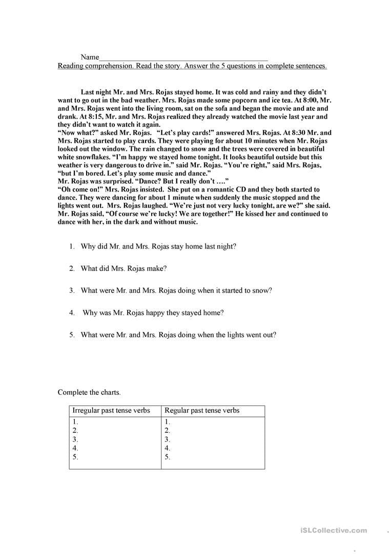 Past And Past Continuous Reading Comprehension And Grammar Together With Reading Comprehension Worksheets 5Th Grade Multiple Choice