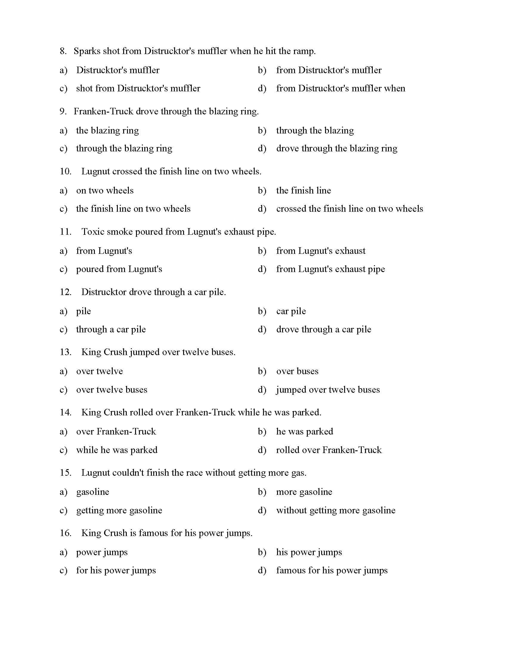 Prepositional Phrases Worksheet 1  Reading Level 1  Preview And Prepositional Phrases Worksheet With Answer Key