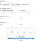 Quiz  Worksheet  Factoring Quadratic Expressions  Study Also Factoring Quadratics Worksheet