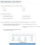 Quiz  Worksheet  Forms Of Energy  Study Or Forms Of Energy Worksheet Answers