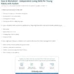 Quiz  Worksheet  Independent Living Skills For Young Regarding Independent Living Skills Worksheets