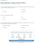 Quiz  Worksheet  Velocity Practice Problems  Study For Velocity Worksheet With Answers