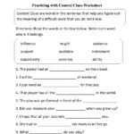 Reading Worksheets  Context Clues Worksheets Also 6Th Grade Vocabulary Worksheets Pdf