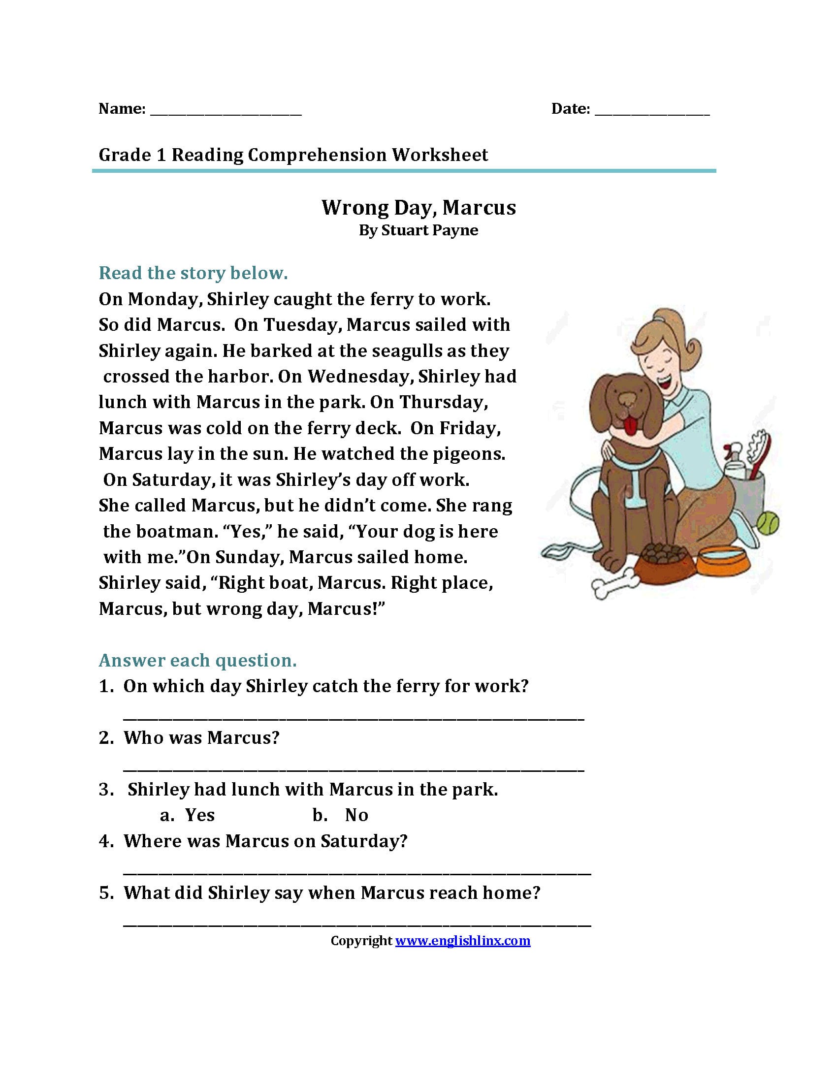 Reading Worksheets  First Grade Reading Worksheets Intended For 1St Grade Reading Worksheets Pdf