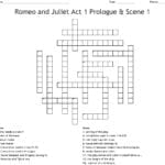 Romeo And Juliet Act 1 Prologue  Scene 1 Crossword  Wordmint Within Romeo And Juliet The Prologue Worksheet