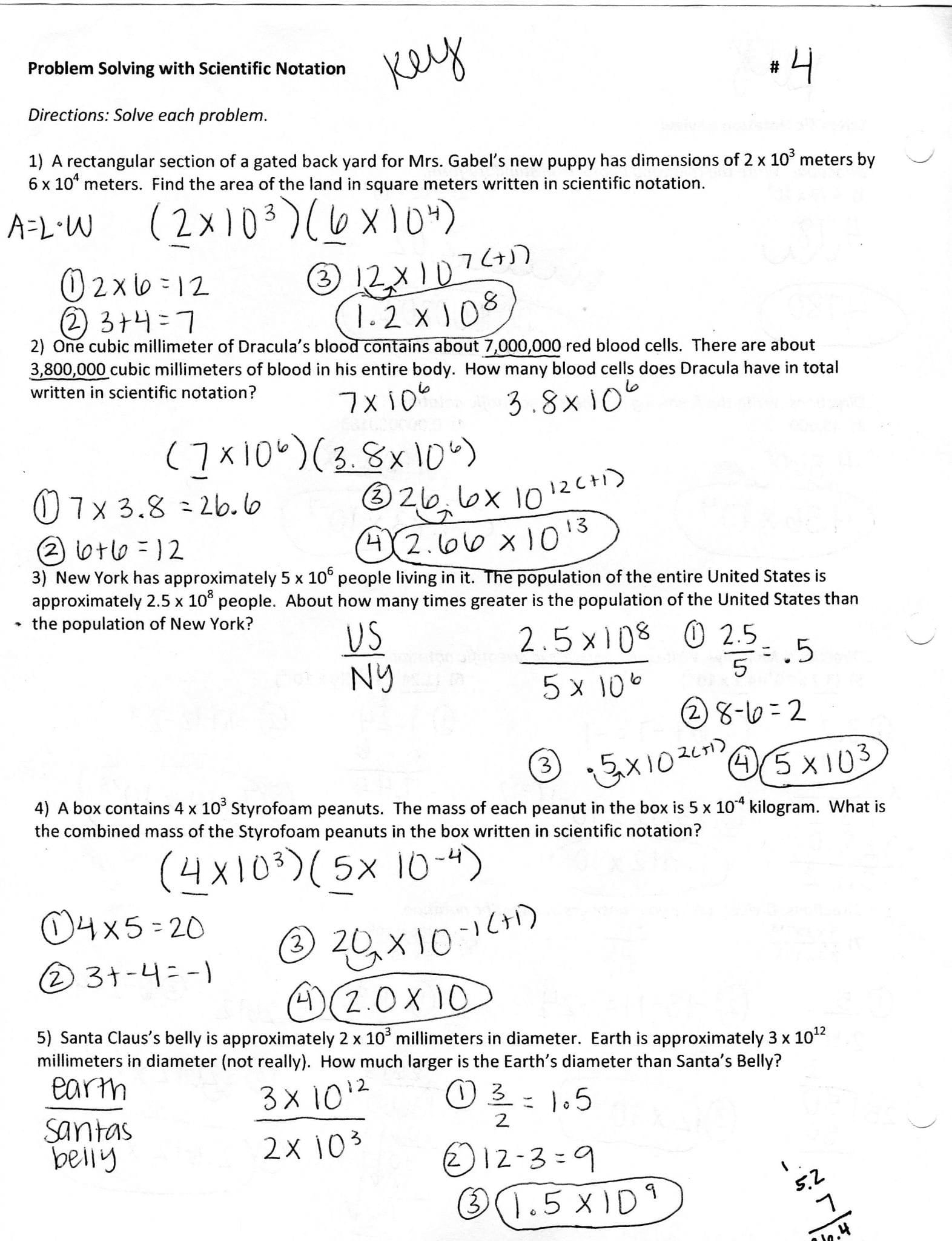 Scientific Notation And Standard Notation Worksheet Answers For Scientific Notation Word Problems Worksheet Pdf