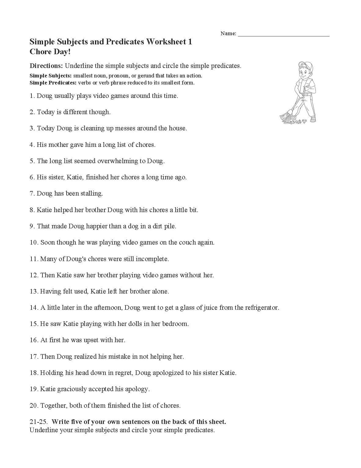 Simple Subjects And Predicates Worksheet 1  Preview As Well As Simple Subject And Predicate Worksheets