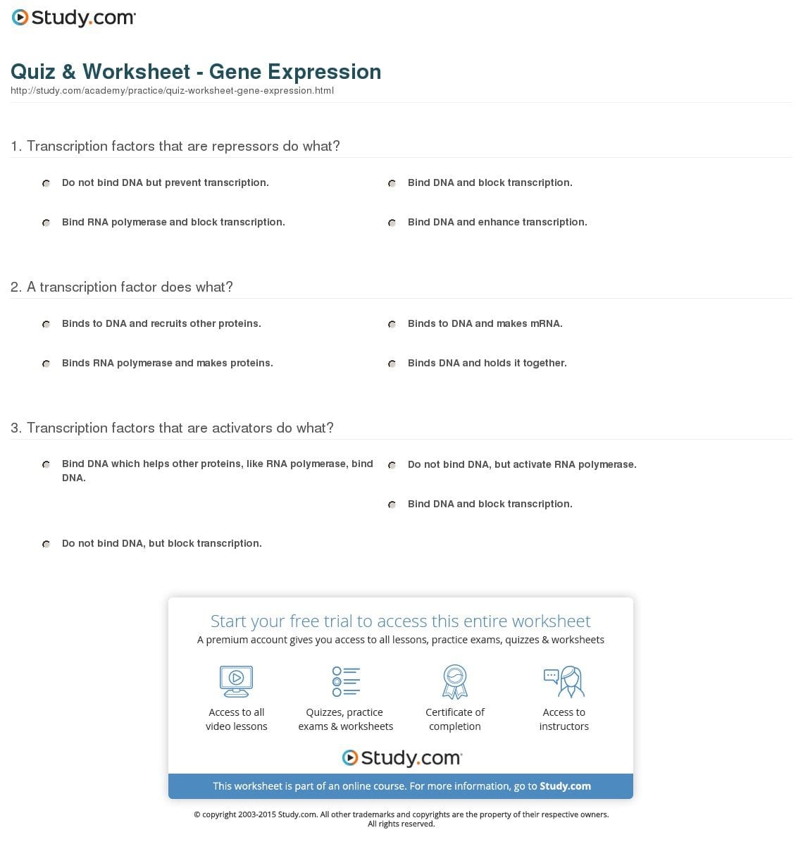 Skills Worksheet Active Reading Section Rna And Gene And Rna And Gene Expression Worksheet Answers
