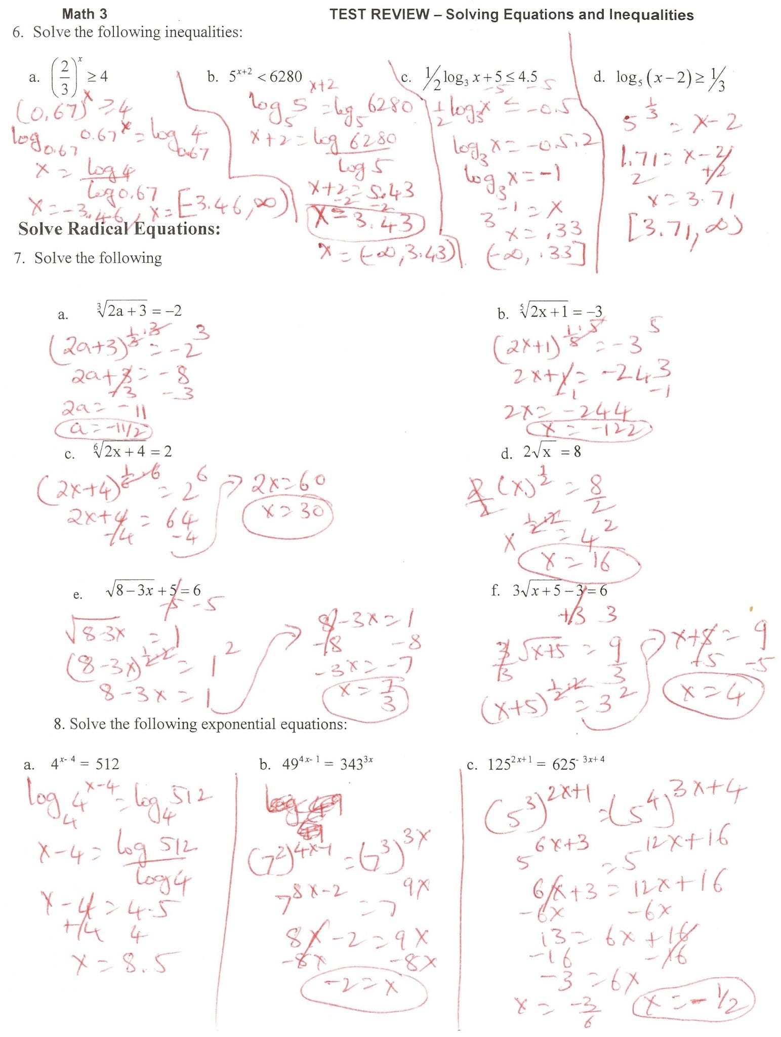 Solving Exponential Equations Worksheet With Answers With Solving Exponential Equations With Logarithms Worksheet Answers
