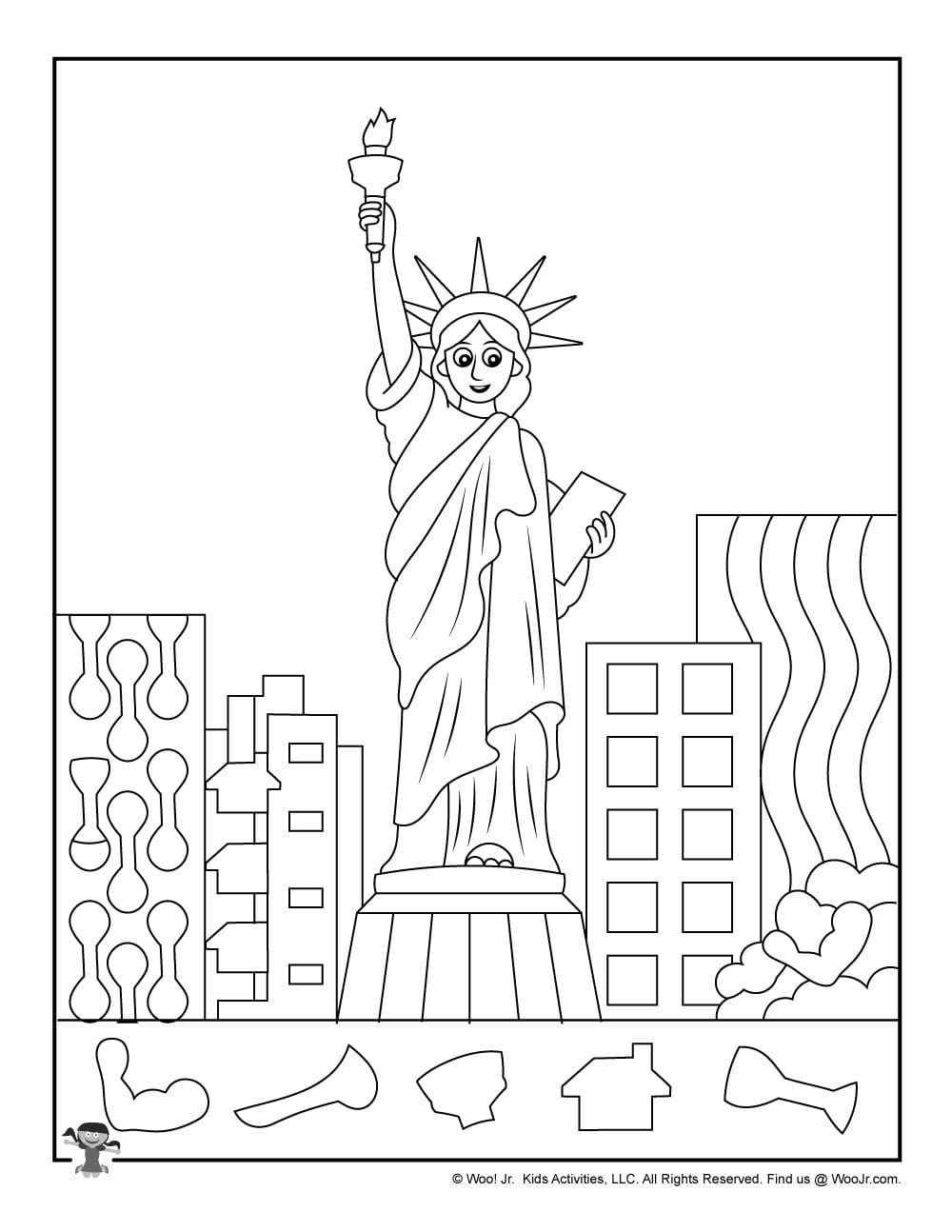 Statue Of Liberty Hidden Object Printable  Woo Jr Kids For Liberty Kids Worksheets