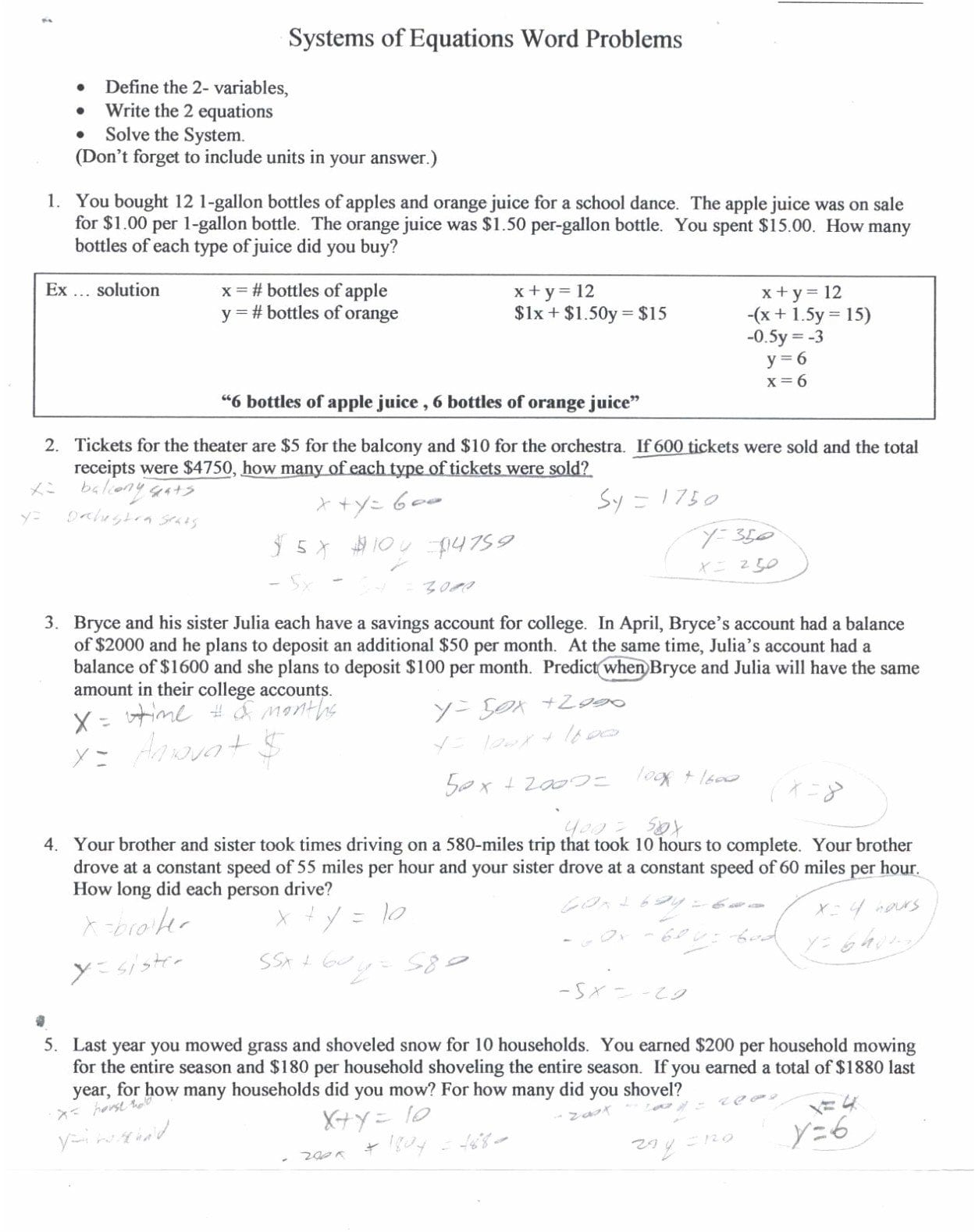 Systems Of Equations Word Problems Coin Worksheet Math With Regarding Solving Systems Of Equations Word Problems Worksheet Answers