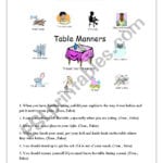 Table Manners  Esl Worksheetramvilasjaju Inside Table Manners Worksheet