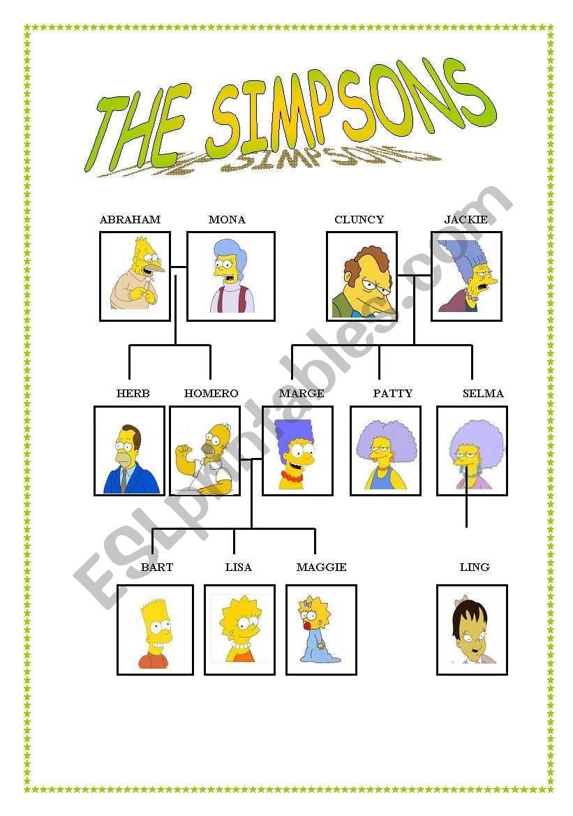 The Simpsons Family Tree  Esl Worksheetyvil In Simpsons Family Tree Worksheet Spanish