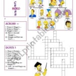 Titular Family Vocabulary With The Simpsons Crossword 1 Within Simpsons Family Tree Worksheet Spanish