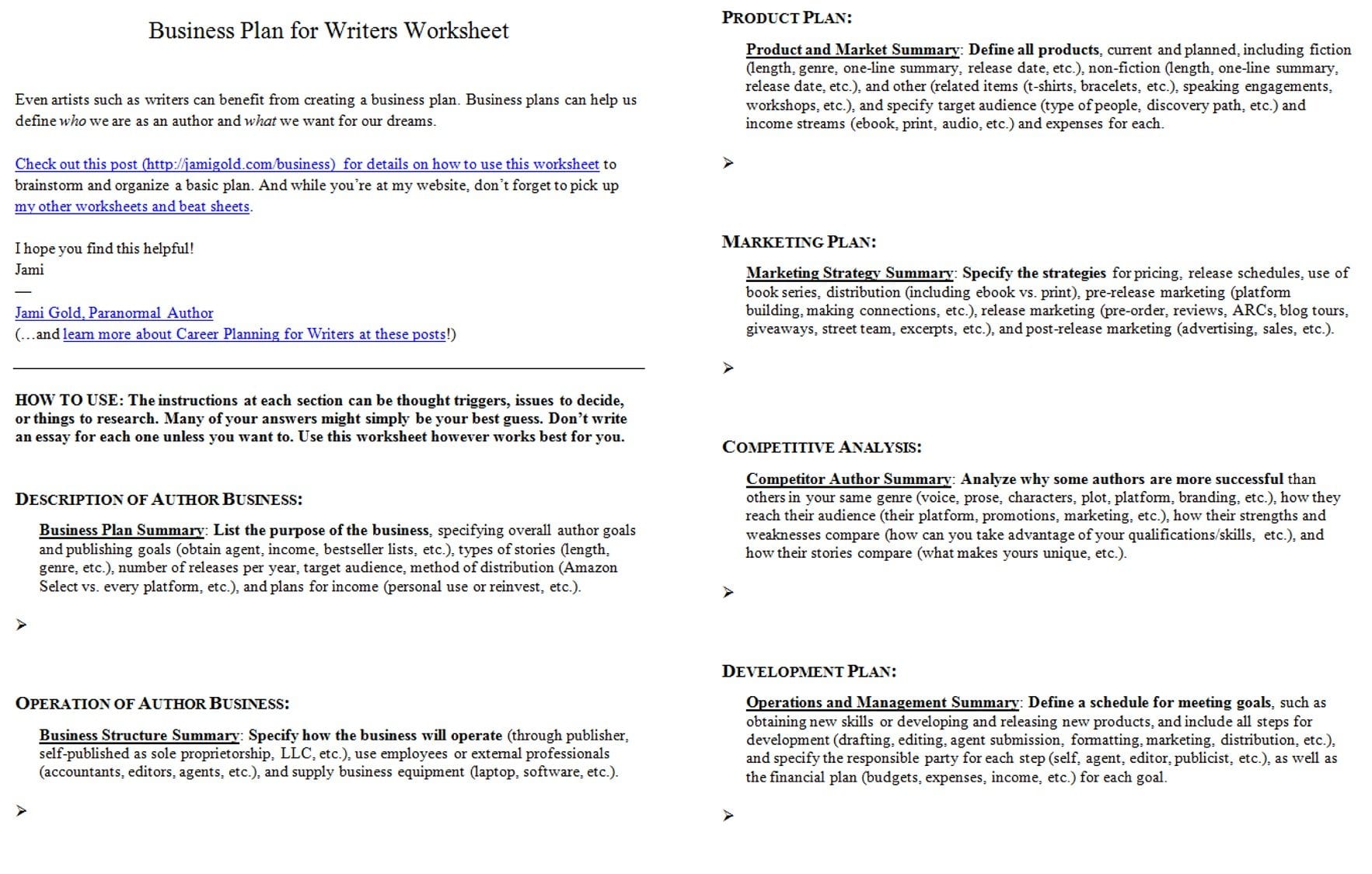 Worksheets For Writers  Jami Gold Paranormal Author For Memoir Writing Worksheets